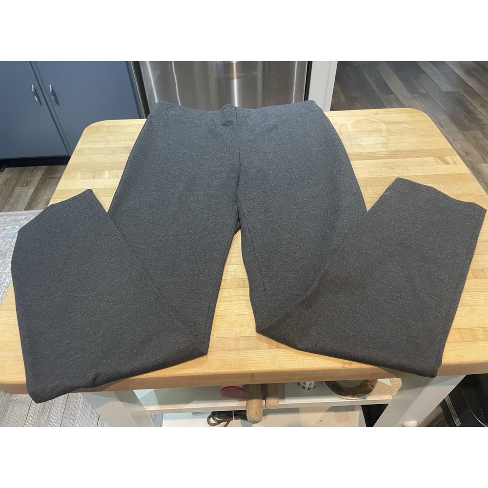 Adrianna Papell Charcoal Smooth Elastic Waist Pull On Dress Pants Office Measure